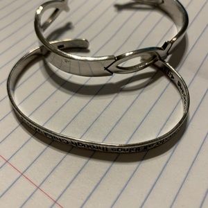 Religious Sterling Silver Cuff Bracelets Two